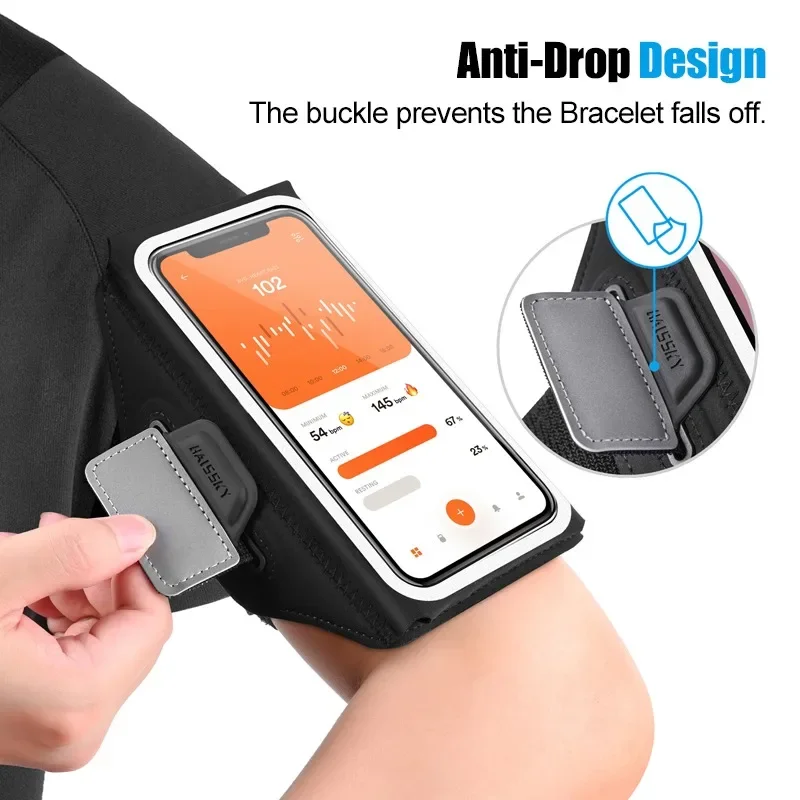 HAISSKY Stereoskopische Lauftaschen für iPhone 17 16 Pro Max 16 Plus 16E Männer Frauen Reißverschluss Kopfhörertasche Outdoor-Sportarmband – Detail 3
