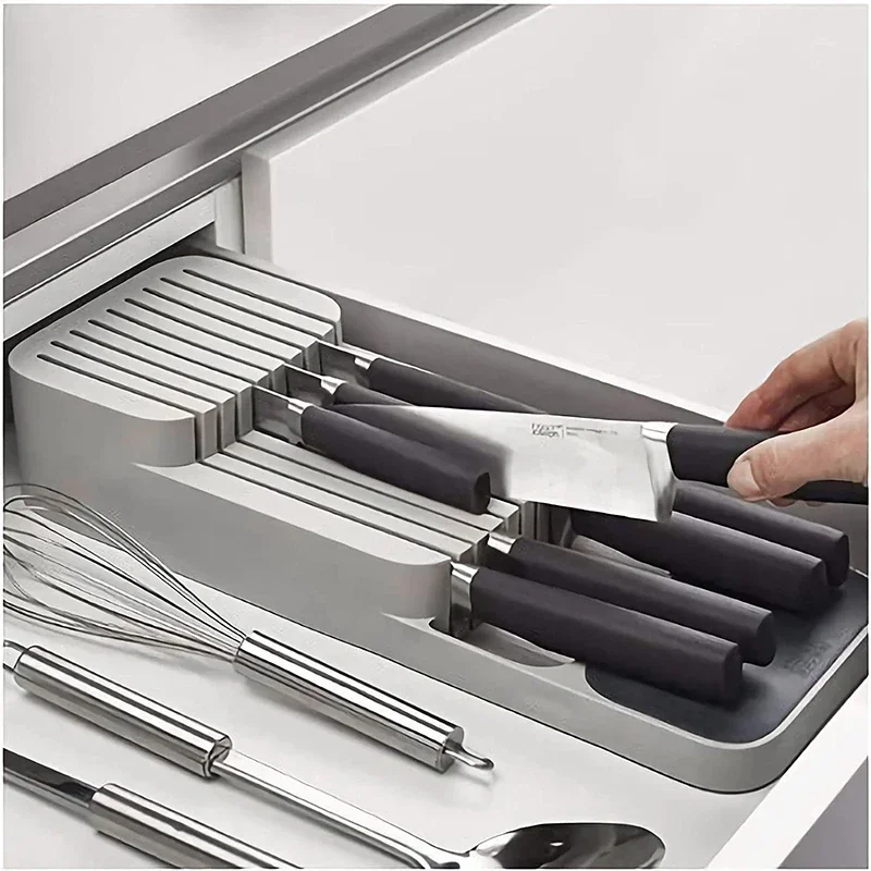 Multipurpose Cutlery Silverware Kitchen Utensil Drawers Organizer Block Holder Knives Forks Spoon Spice Bottle Storage Rack Tray 5