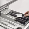 Multipurpose Cutlery Silverware Kitchen Utensil Drawers Organizer Block Holder Knives Forks Spoon Spice Bottle Storage Rack Tray 5