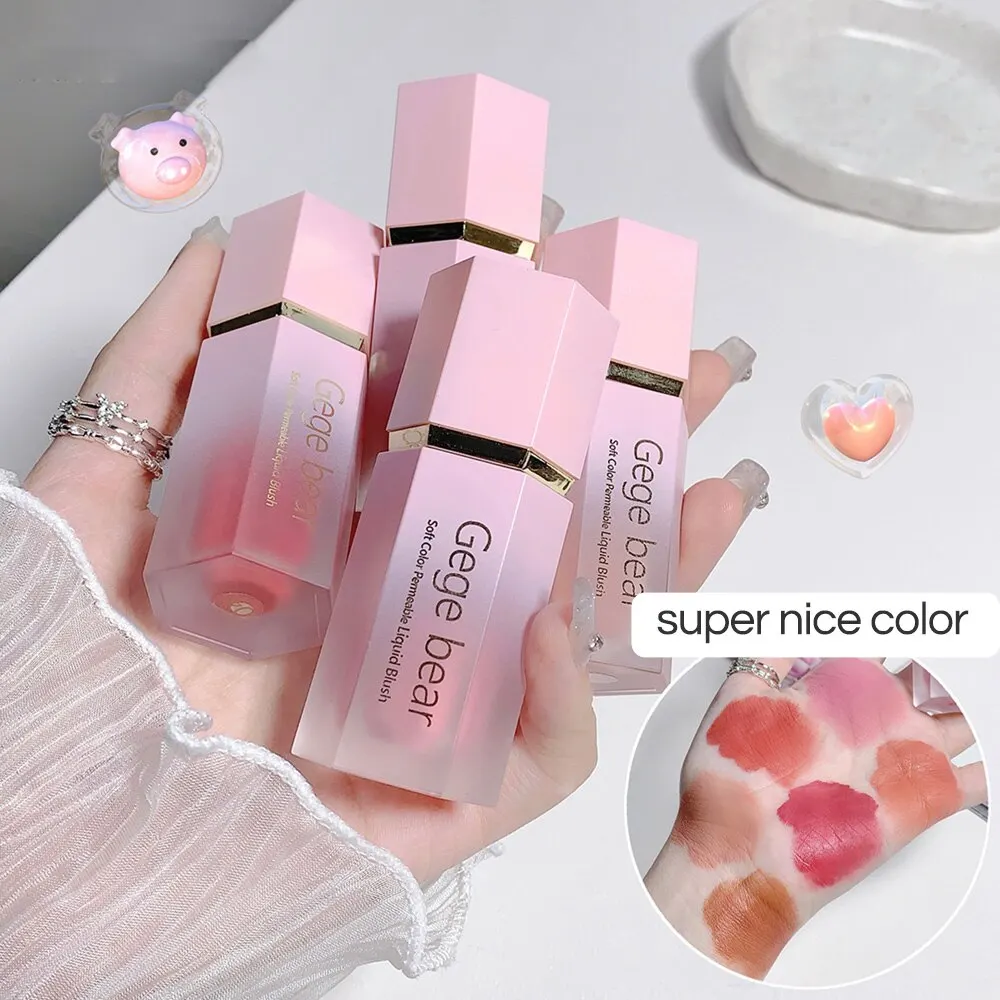 Gege Bear Liquid Blush Cream 6 Colors Smooth Velvet Matte Pink Blusher Natural Easy To Smudge liquid blush facial blusher blush cream cream blusher