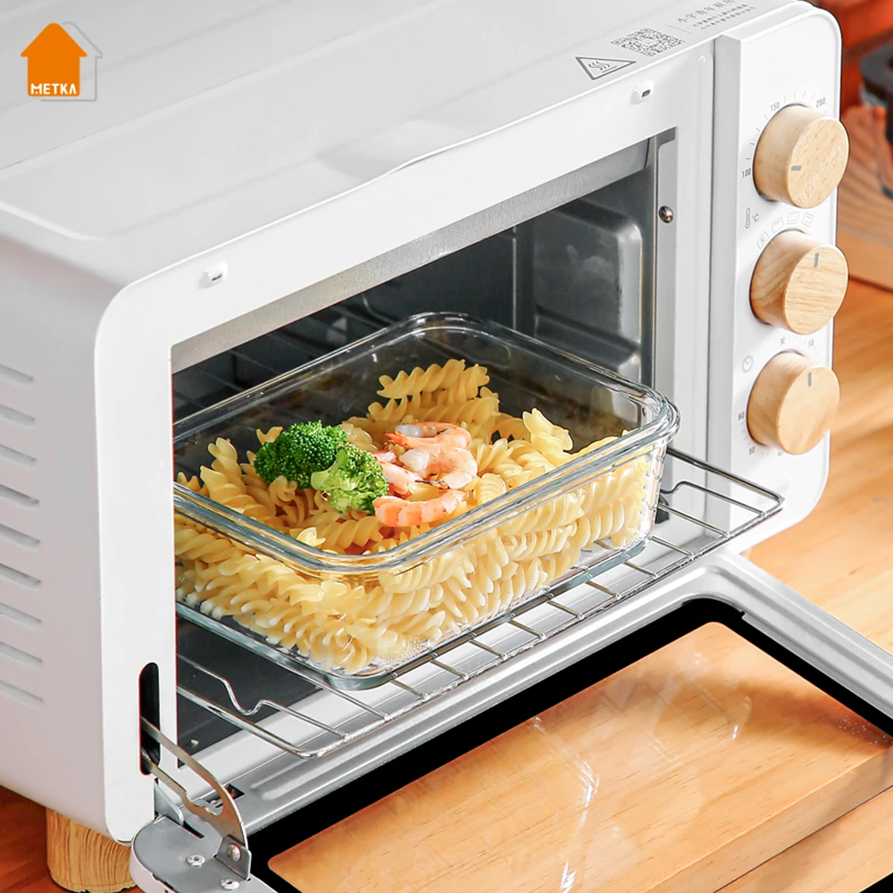 

METKA Glass Lunch Box, Meal Prep Glass Containers with Lids, Food Storage Containers, Refrigerator Vegetables and Fruits Crispe