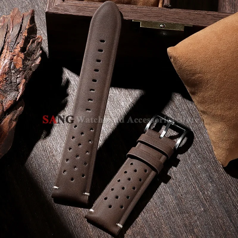 Outdoor Breathable Porous Leather Watch Strap Bracelet