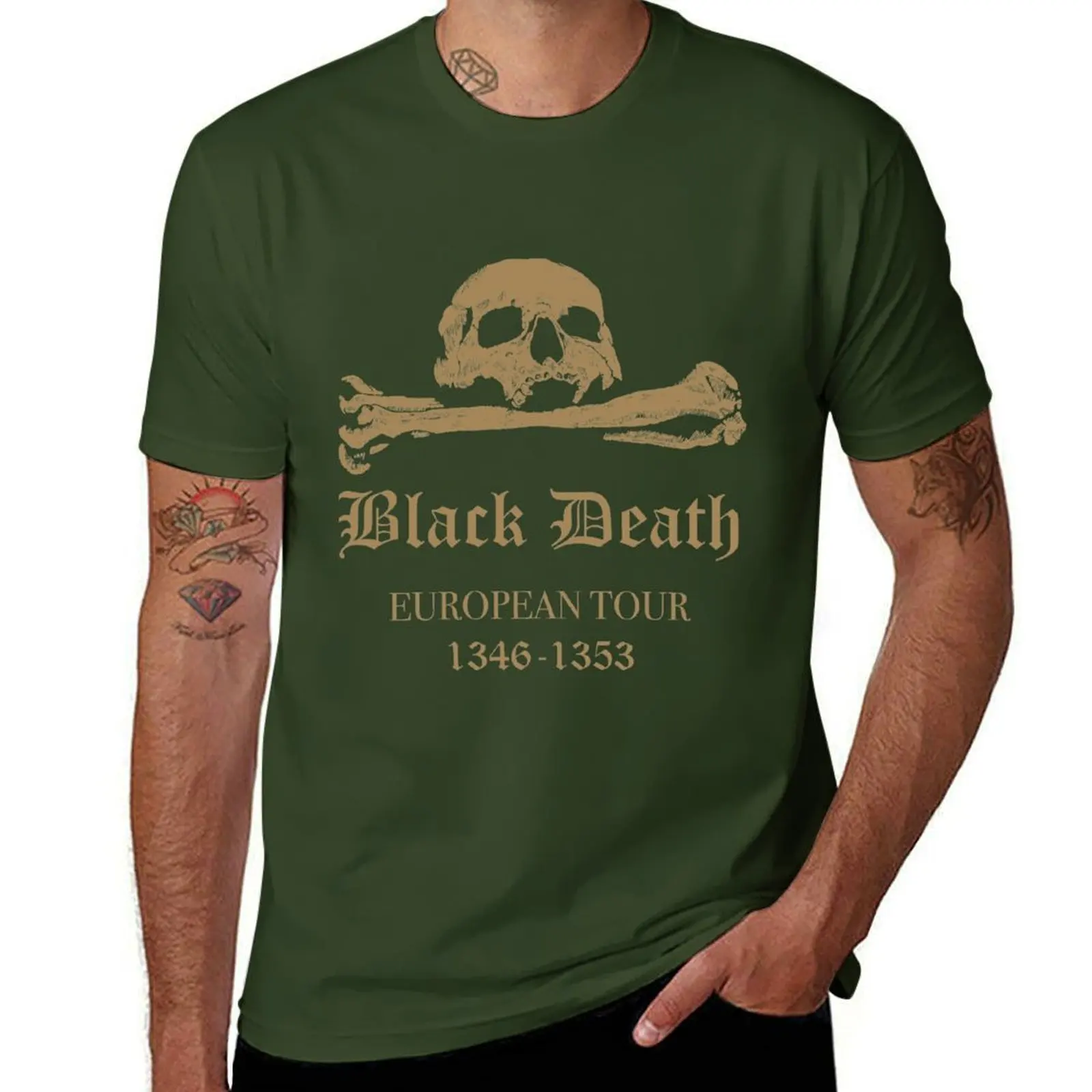 European Tour Custom Design Black T-Shirt - Men's Plus Size Slim Fit