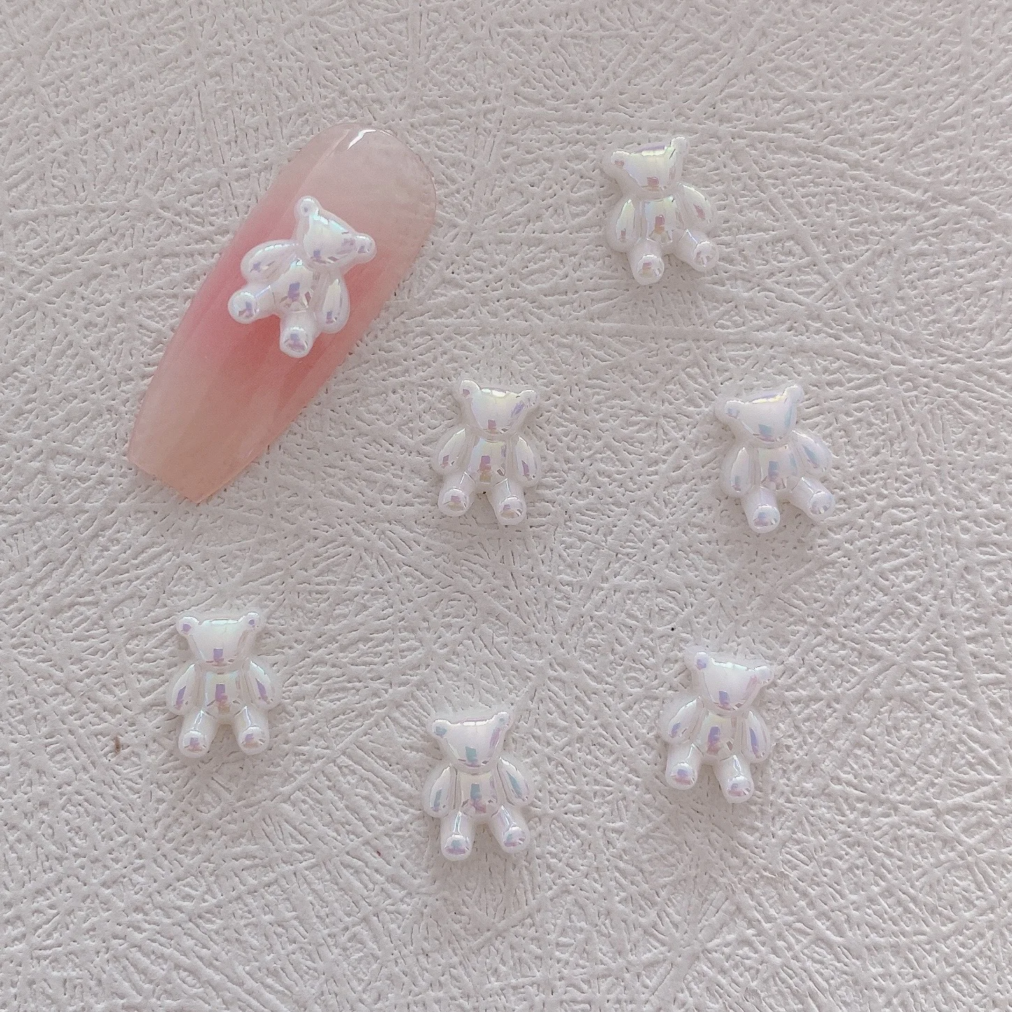 만화 곰 라인스톤 주얼리 네일 장식, 3D 카와이 송진 베어 네일 아트 참 부품, DIY 네일 용품 액세서리, 10 개