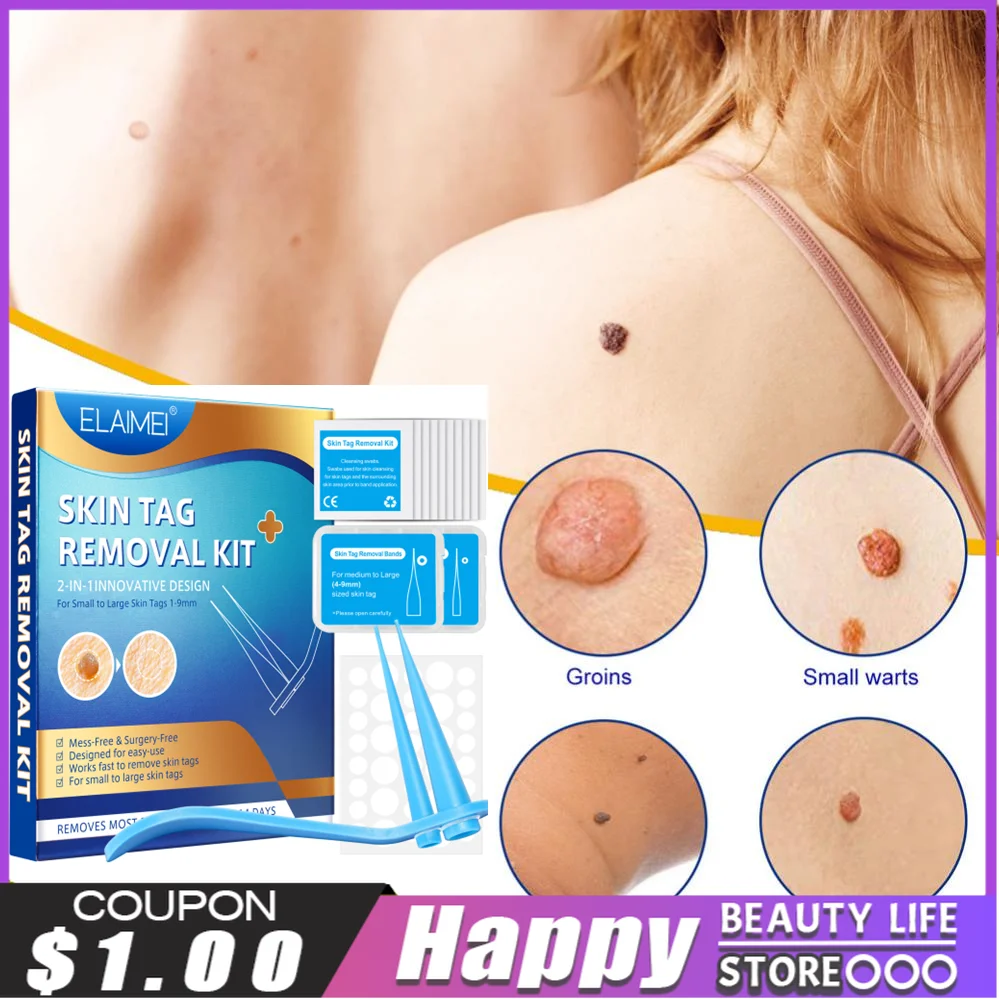 

2IN1 Micro Natural Painless Skin Tag Rubber Band Mole Removal Set Works Fast To Remove Skin Tags Wart Skin Remover Repair Tool