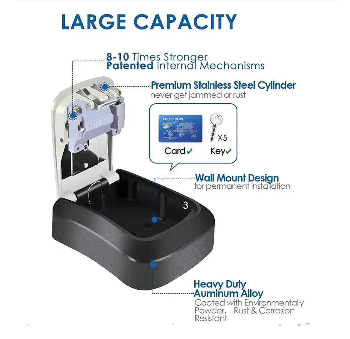 Key Keeper Combination Lock Wall Mounted Waterproof 4 Digits Passwords 5 Keys Storage Box Easy to Fix Home Or Office 3 Key Keeper Combination Lock Wall Mounted Waterproof 4 Digits Passwords 5 Keys Storage Box Easy to Fix Home Or Office 3