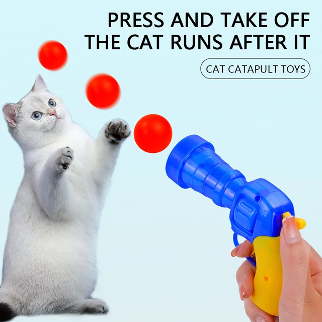 Plush Ball Launcher Interactive Teaser Cat Toy