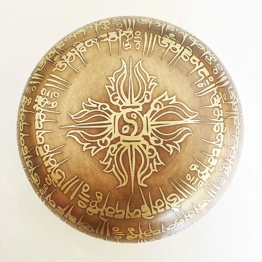 12CM Nepal Handmade Singing Bowls Set, Buddha Mantra Design, Tibetan Sound Bowl for Yoga and Meditation 4