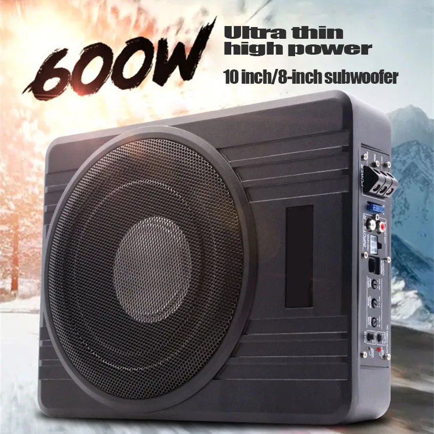 

8/10 Inch Ultra-thin Subwoofer Car Audio 12V600W High-power Car Speaker Under Seat Woofer Modification Subwoofer With Amplifier