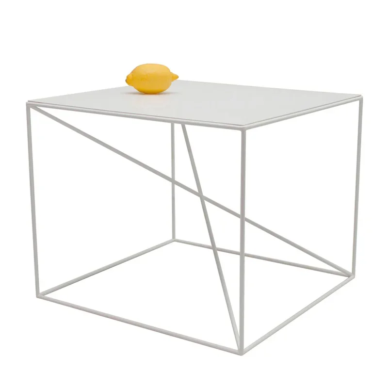 Nordic Iron Square Coffee Table-Creative Balcony Side Table, Minimalist Sofa Companion, Elegant Design for Living Room, Accent