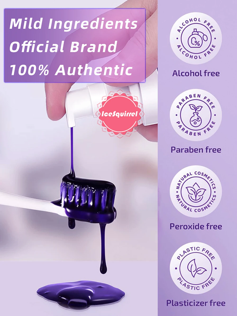 Dentifrice violet pour blanchiment des dents et anti-taches_voghion.com
