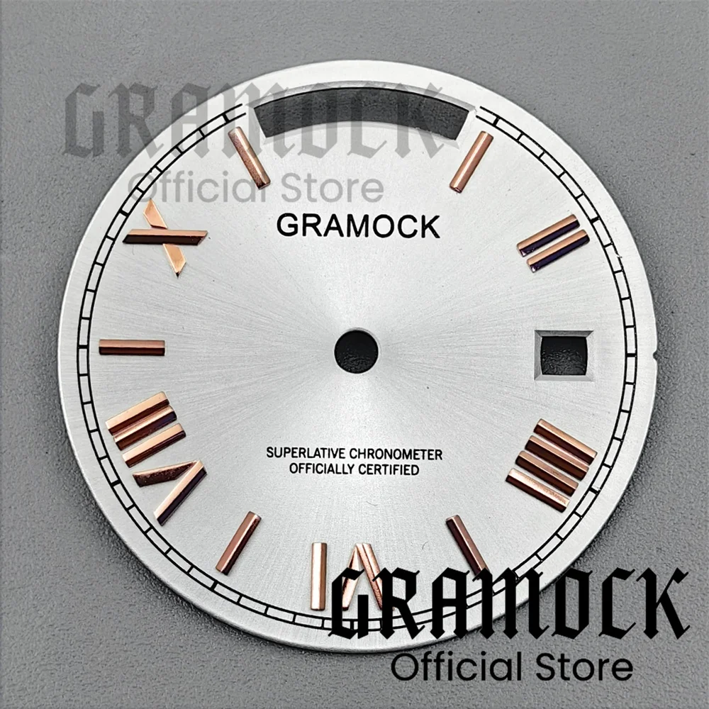 Sky Blue and Coffee Grey Sunburst Watch Dial with Roman Edge Markers - Dual Calendar Week Display