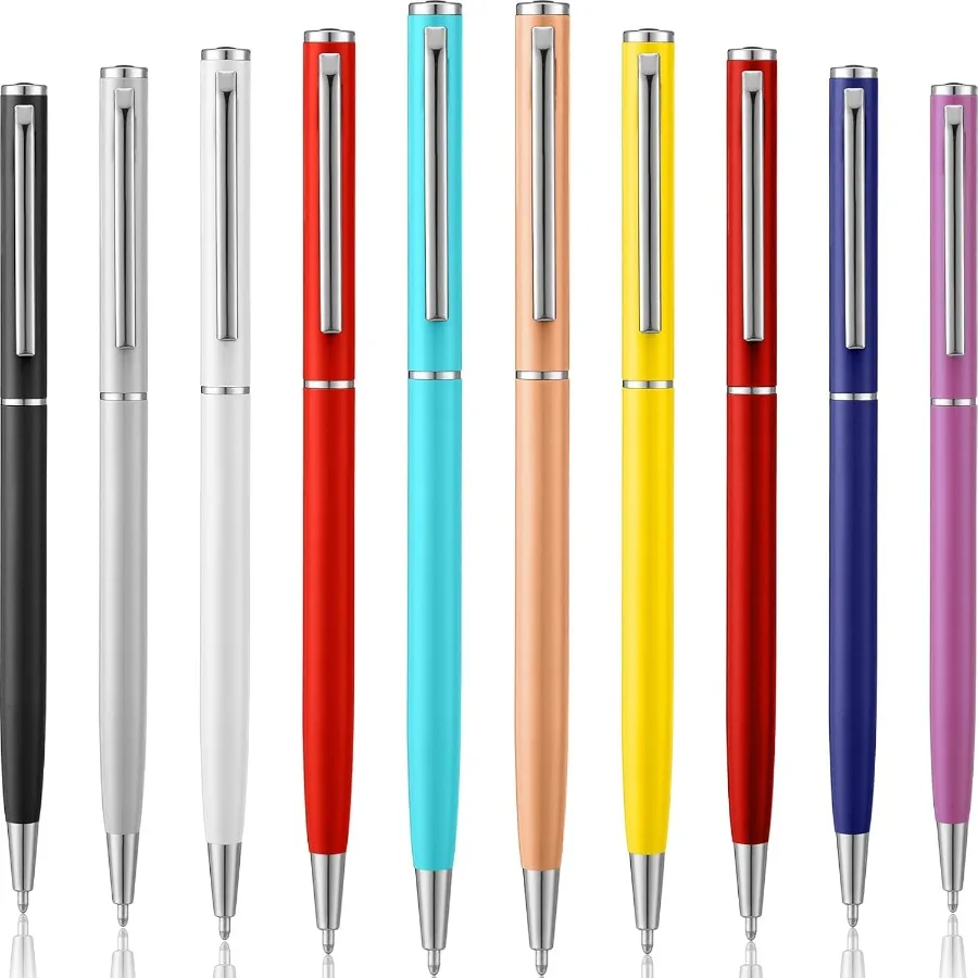 Bulk Retractable Metal Ballpoint Pens Set 10 Pack