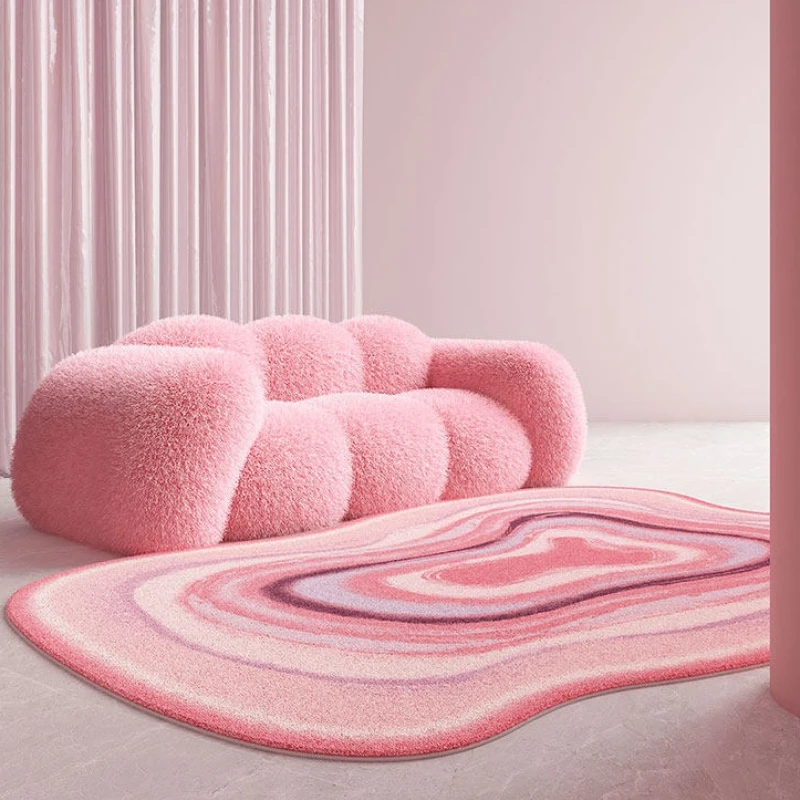 Irregular Shape Bedroom Decor Pink Carpet Thick Plush Carpets for ...