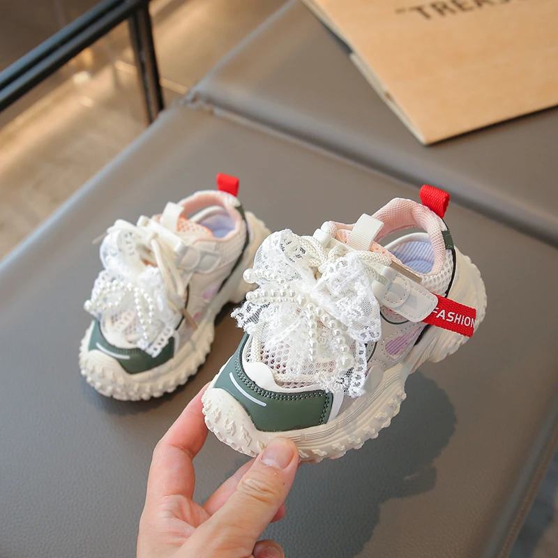 Girls Summer Sandals with Beaded Bow and Non Slip Sole