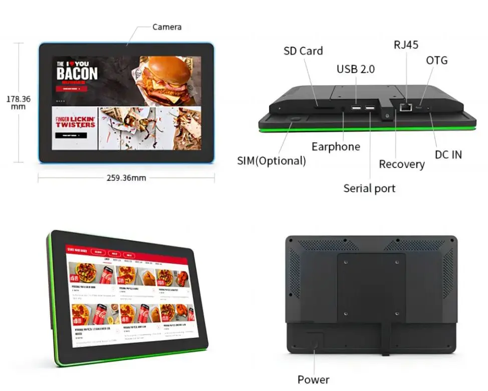 10.1 Inch Android POE Tablet Wall Mount Touch Screen Display With LED Light for
