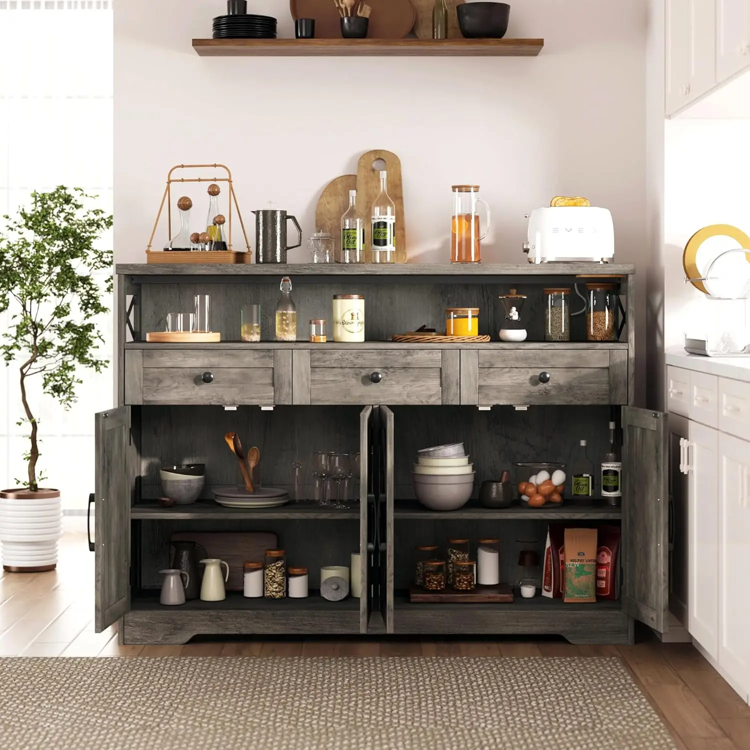 Vabches Farmhouse Buffet Cabinet 4