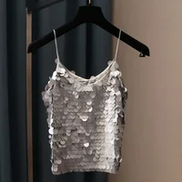Fashion Women Sequined Tank Top New Sexy V Neck Strap Camis Club Girls Sequin Sleeveless Short Camisole Vest Tops SF792 - Image 4