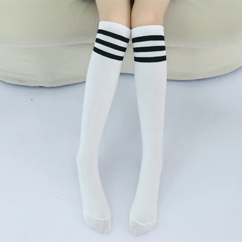 Korean Football JK Stripes Sports School Socks White Black Stockings for Kids Girls Children Knee High Long Tube Leg Warm Socks