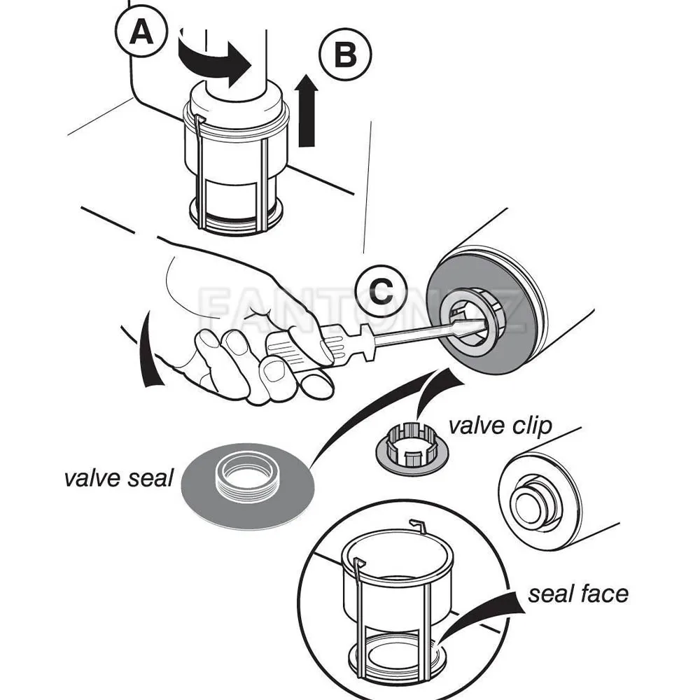 Dual flush diaphragm seal and clip for Ideal Standard SV01967