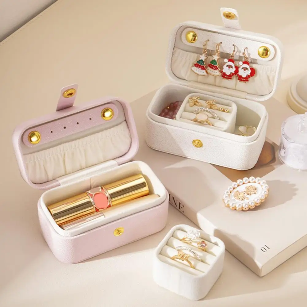 Portable Jewelry Box Portable Jewelry Organizer Box for Travel Compact Storage Case for Rings Earrings Necklaces Lipstick