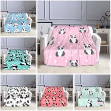 

3D Full Dozen Personalized Fashion Animal Panda Pattern Sofa Bed Blanket Super Soft Warm Printed Flannel Blanket