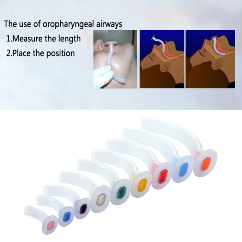 9 Pieces Disposable Patient Air Tube Guide Mixed Oral Guedel Color Code First Aid Airway Tube