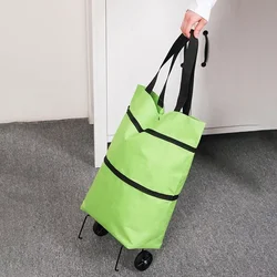 Compact Foldable Trolley Bag with Wheels (Green)