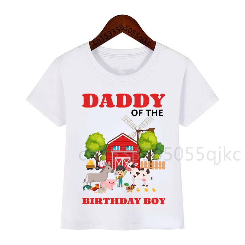 Camisetas de fiesta de cumpleaños de animales de granja para niños, camisas personalizadas con cualquier nombre, camisetas de My Kids, trajes familiares a juego