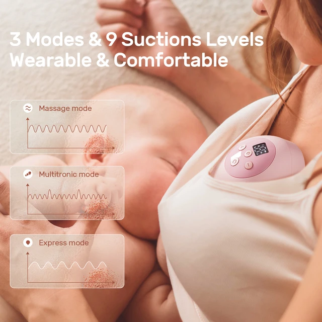 Portable Wearable Breast Pump Hands Free Electric Breast Pump 3 Mode 9  Suction Level with 150ml Milk Collector 24mm Silicone - AliExpress