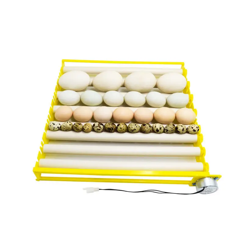 Multi functional roller automatic egg flipping tray with adjustable spacing for chicken, duck, goose, quail, pigeon egg holders
