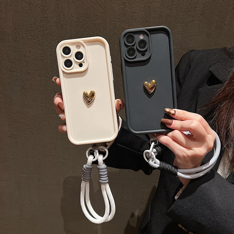 Gold Love Matte Hand Strap Back Cover