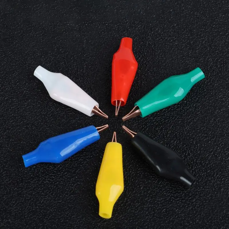 5A 27MM Soft Plastic Coated Testing Probe Mini Alligator Test Clips Electrical Test Clamps for Laboratory Testing 7mm Opening