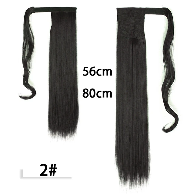 My-Diva Long Straight Heat Resistant Synthetic Ponytail Hair Extension Wrap Around  Fake Hair Clip In Brown Pony Tail 2