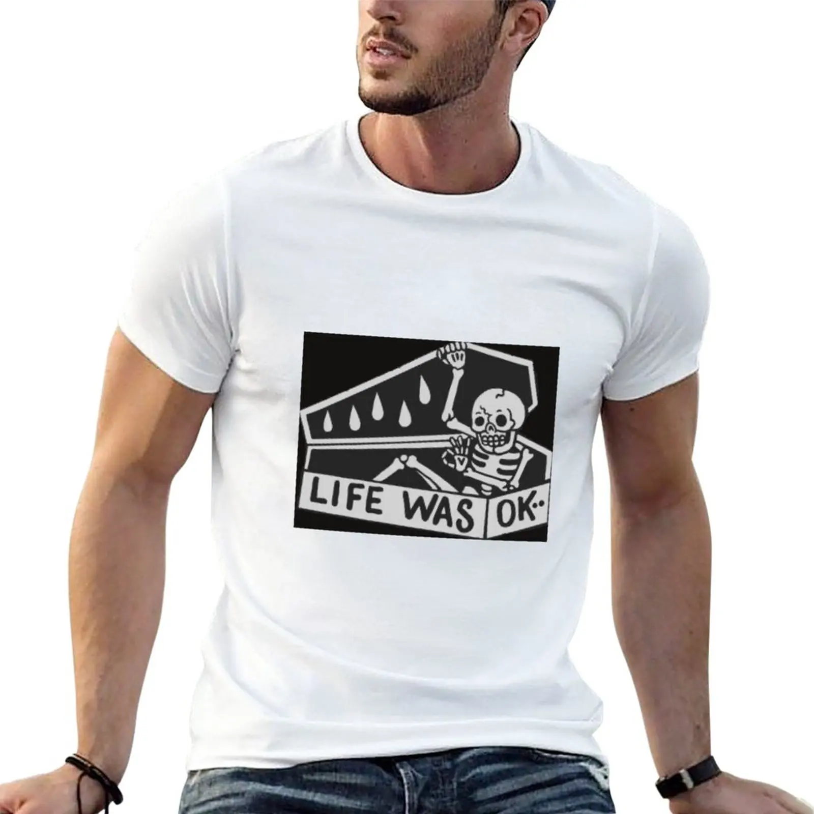 

New Life Was Ok Skeleton T-Shirt Short t-shirt summer clothes shirts graphic tees mens t shirt graphic