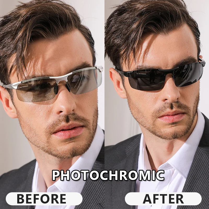 Polarized Fishing Sunglasses Photochromic Men Driving Cycling Sports UV400 Goggles
