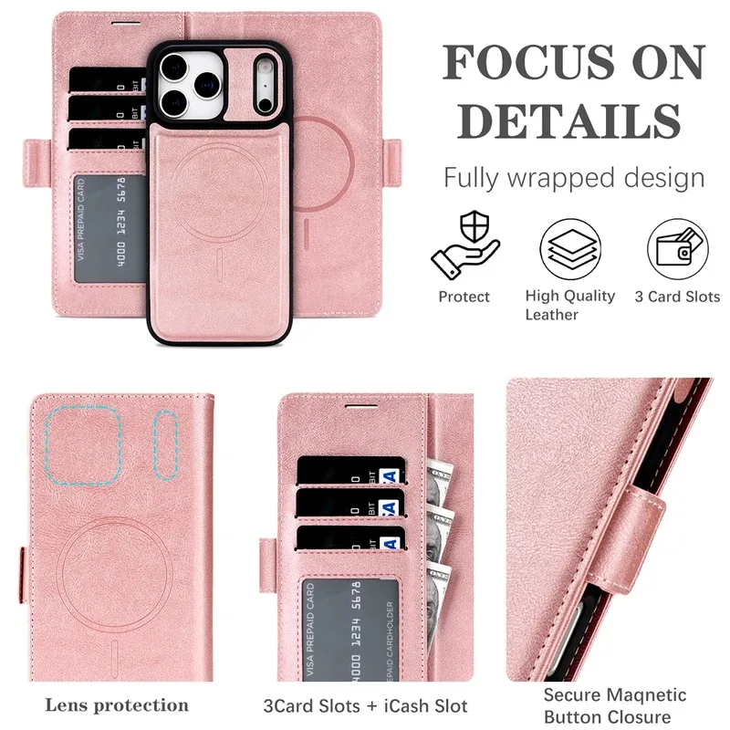 Premium Magnetic Leather Wallet Phone Case with Card Slots and Flip Cover