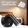 Rechargeable LED Spotlight Touch Dimmable Magnetic Wireless Wall Lamp 360° Rotation For Bedroom Reading Bedside Night Lighting 1
