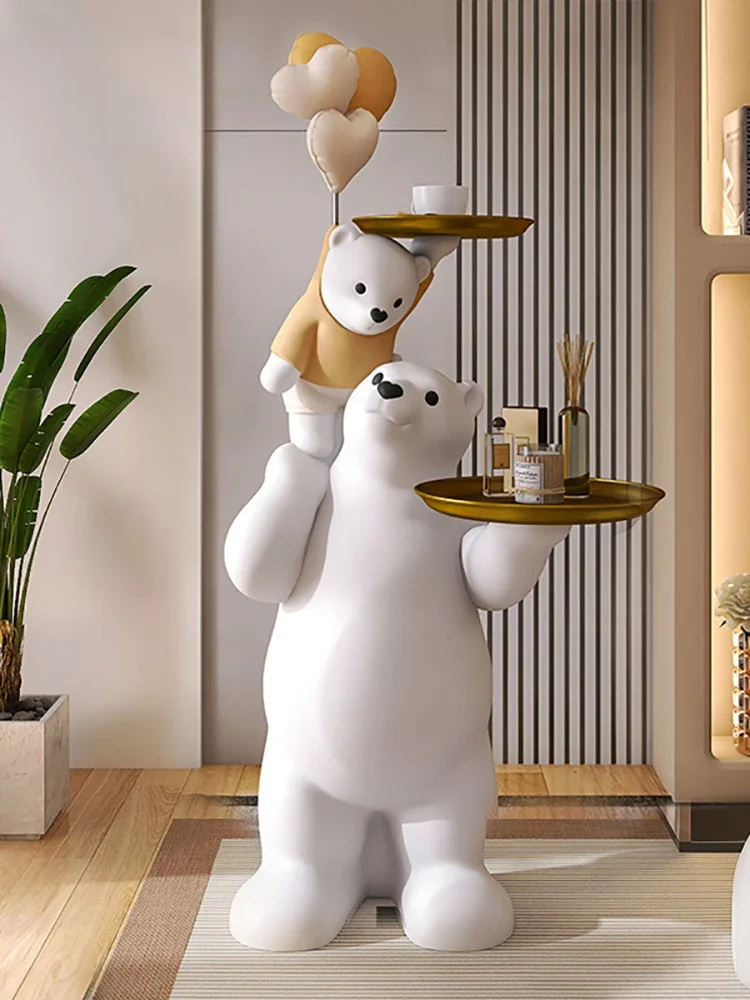 

Home Decor Parent-child Vigorous Bear Statue Blessing Ornaments Nordic Creative Coffee Table Living Room Large Welcome Sculpture