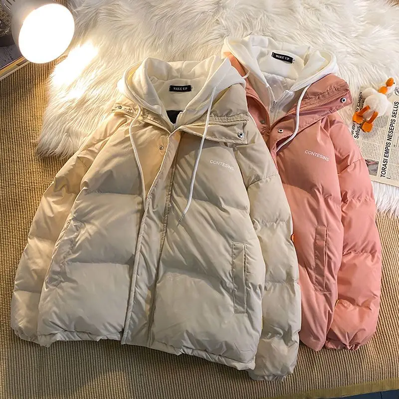 

Multi-functional Fake Two Pocket Zipper Down Jacket Thick Coat Korean Version Winter New Leisure Cotton Clothes Women Y2K