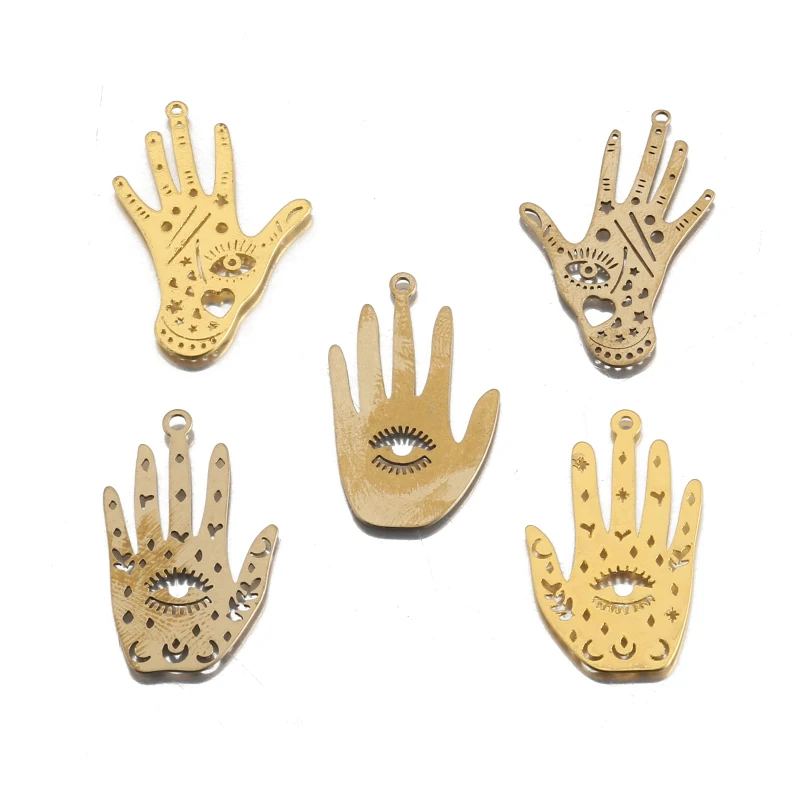 

1Pack Raw Brass Eye Hamsa Palm Hand Charm Pendant For DIY Witch Neckalce Earrings Jewelry Making Findings