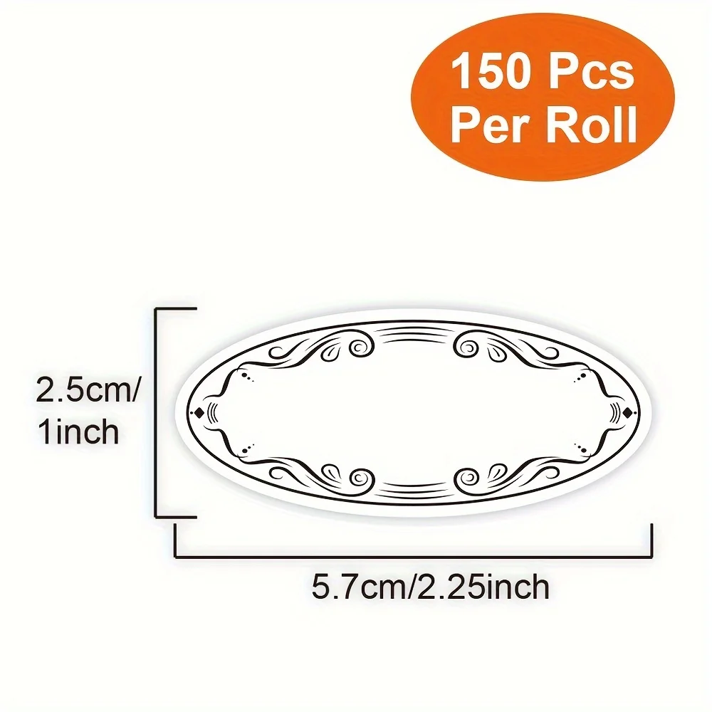 Each roll contains 150 oval white writable label stickers for food classification marking and jar labeling.
