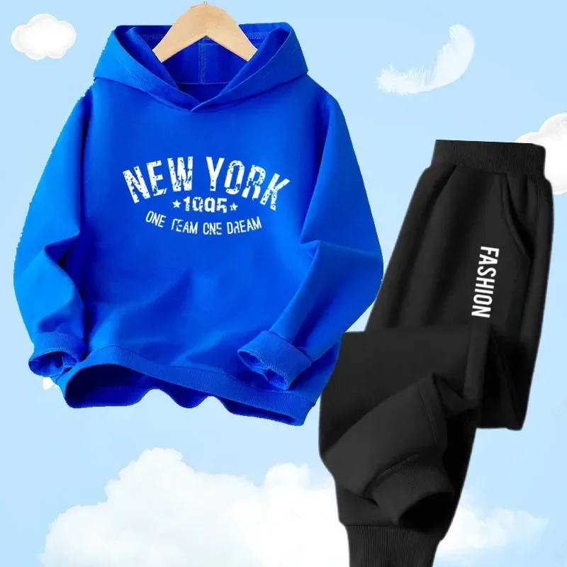 thumbnail image 1 of Conjunto de chándal de dos piezas para adolescentes de 2 a 13 años, sudadera con capucha y pantalones de chándal para primavera y otoño, ropa para niños, trajes deportivos, 1 of 5