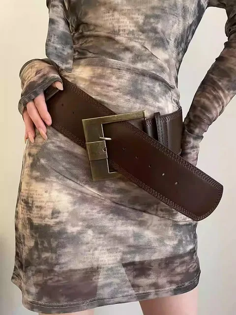 Punk Style Design Wide Belt for Women Wasteland American Sexy Style Girdle with Skirt Jeans Waist Belt