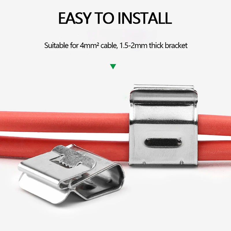 30/50/100Pcs Solar Panel Cable Clamps Stainless Steel Trailer Frame Wire Clips Pv Wire Fastener For Pv Wiring Boat Cable