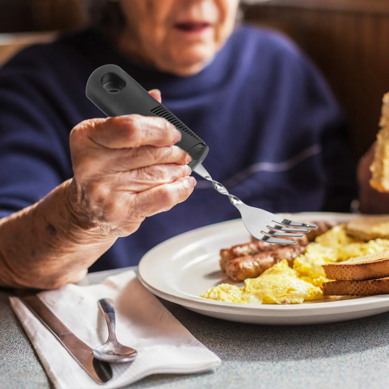 

Disabled Cutlery Weighted Feeding Utensils Elderly Adaptive Spoon Fork Tableware Eating Parkinsons Utensil Angled Set Self
