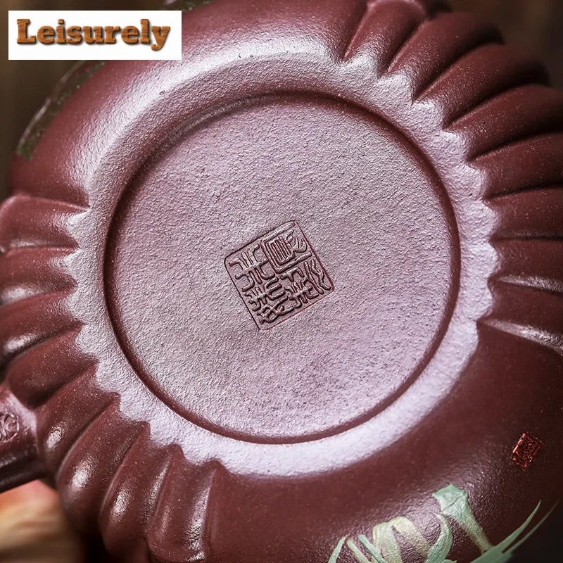 490ml Luxury Yixing Purple Clay Teapots Handmade Xishi Pot Raw Ore Purple Mud Tea Making Kettle With Filter Chinese Zisha Teaset