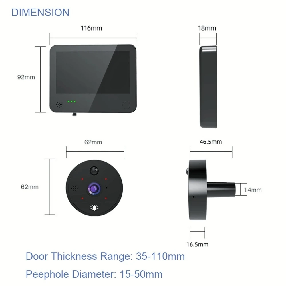 Anjielosmart 2.4 Inch Video Peephole Doorbell Camera Timbre Inalambrico  Exterior IR Night Vision Apartment Security Protection - AliExpress