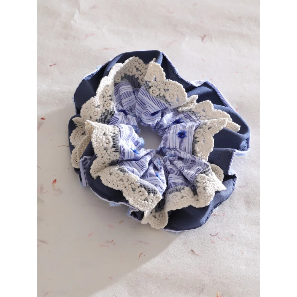 Yhpup Summer Embroidered Flower Lace Hair Scrunchies Headbands