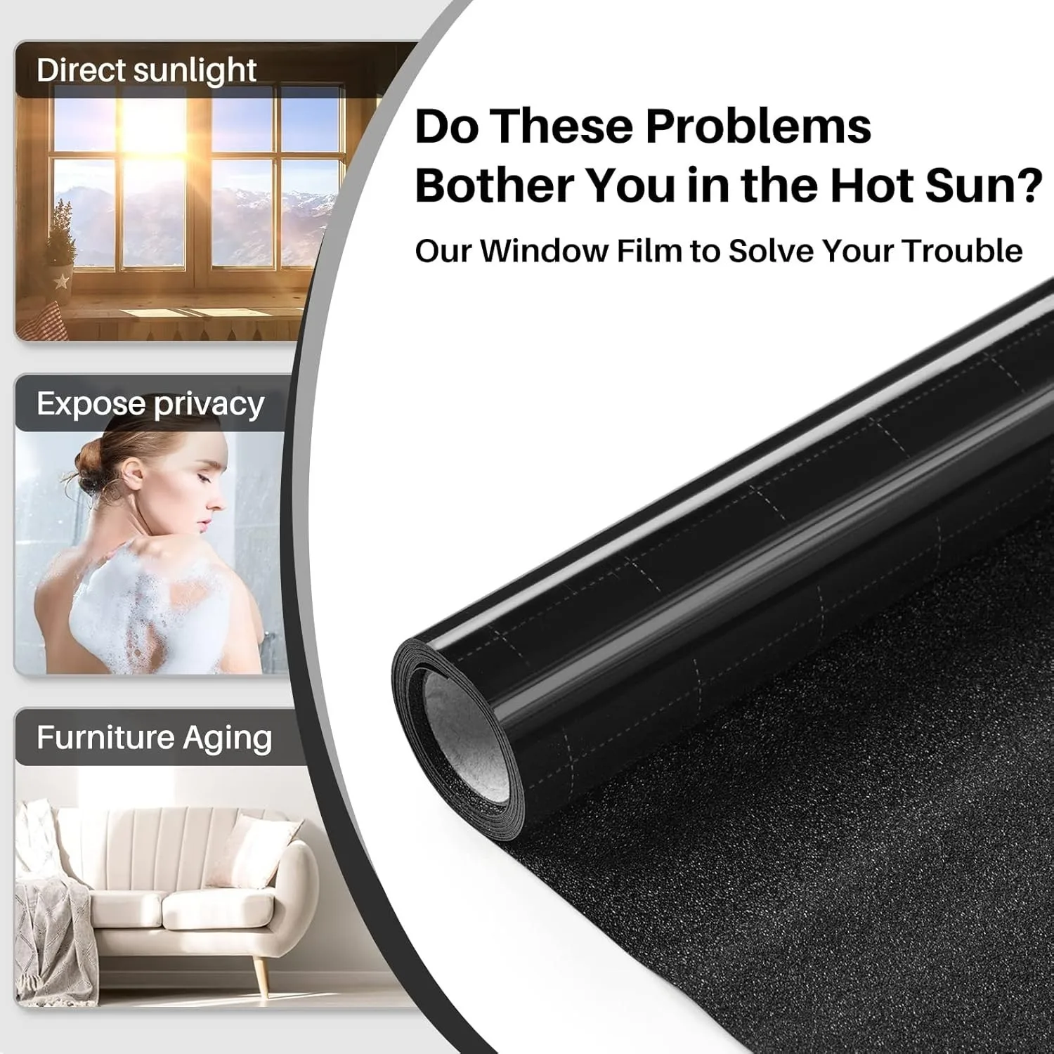 Blackout Window Film Sun Light Blocking Frosted Privacy Cling Glass Darkening Window Tint Day Sleep Black Out Shades window privacy film window film